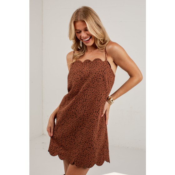 For The Day Brown Cheetah Print Mini Dress