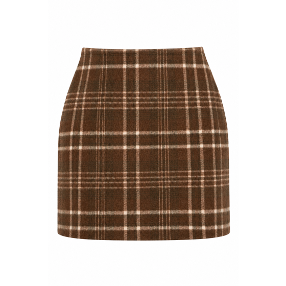 Give Thanks Brown Plaid Mini Skirt