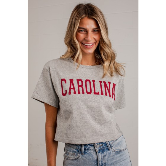 Heather Grey Carolina Cropped Graphic Tee