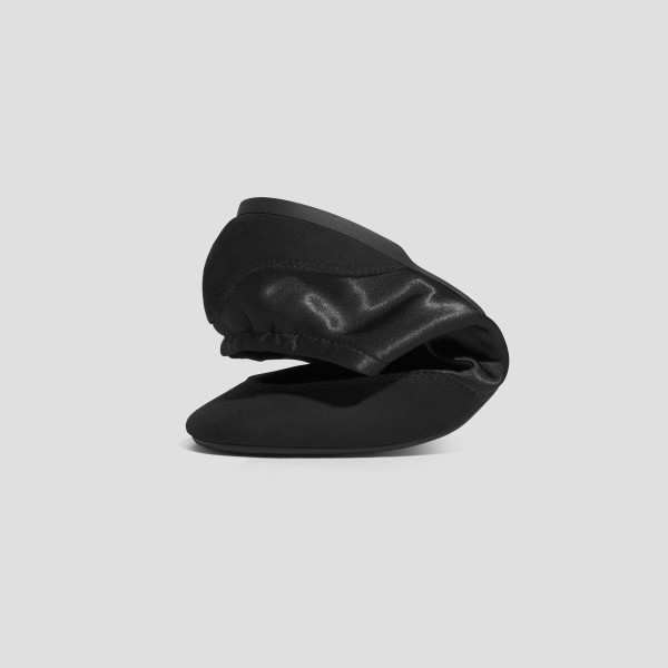 Square-Toe Lace-Up Satin Sneakerina (Cristina) - Black