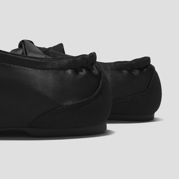 Square-Toe Lace-Up Satin Sneakerina (Cristina) - Black
