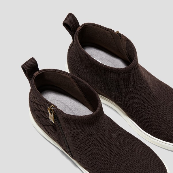 Round-Toe Hidden Wedge Sneakers (Casey) - Dark Chocolate
