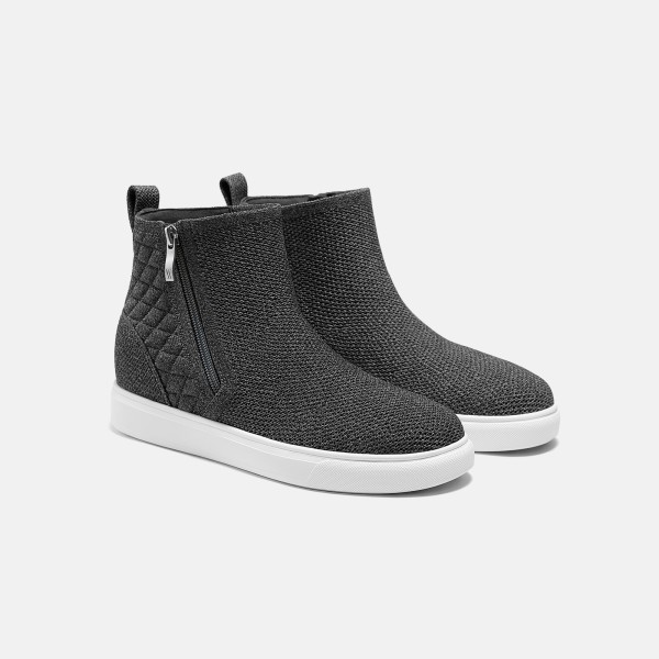 Round-Toe Hidden Wedge Sneakers (Casey) - Rich Grey