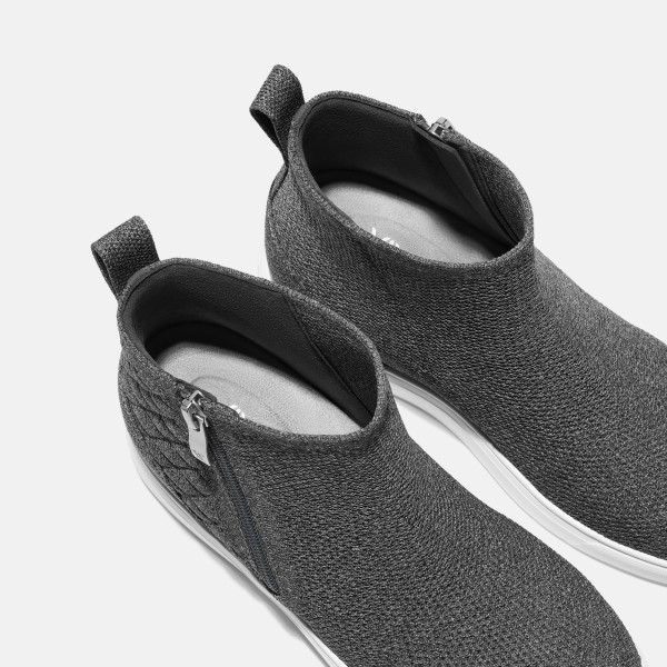 Round-Toe Hidden Wedge Sneakers (Casey) - Rich Grey