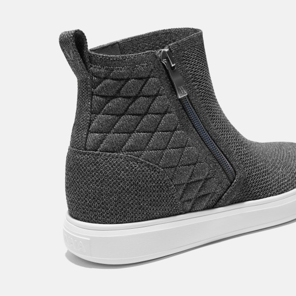 Round-Toe Hidden Wedge Sneakers (Casey) - Rich Grey