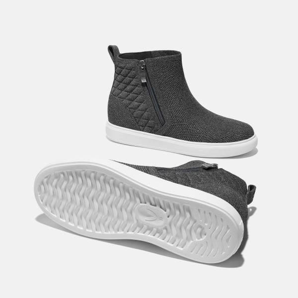 Round-Toe Hidden Wedge Sneakers (Casey) - Rich Grey