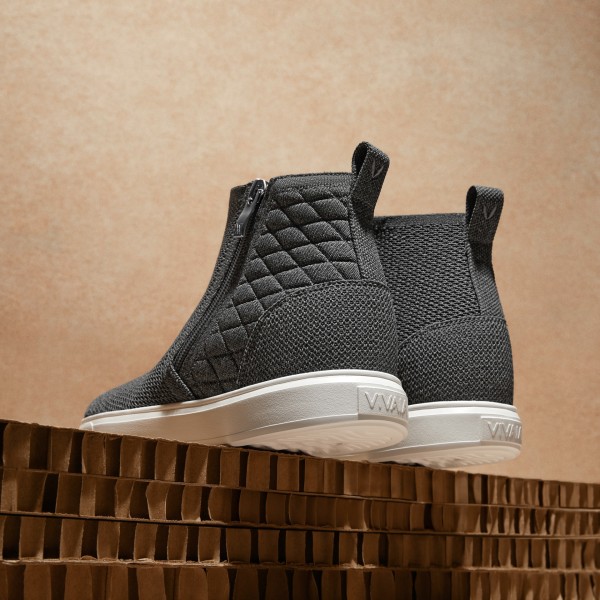 Round-Toe Hidden Wedge Sneakers (Casey) - Rich Grey