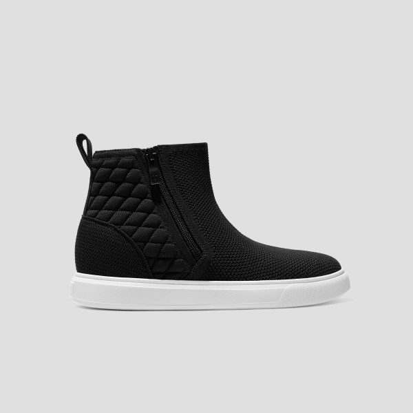 Round-Toe Hidden Wedge Sneakers (Casey) - Black