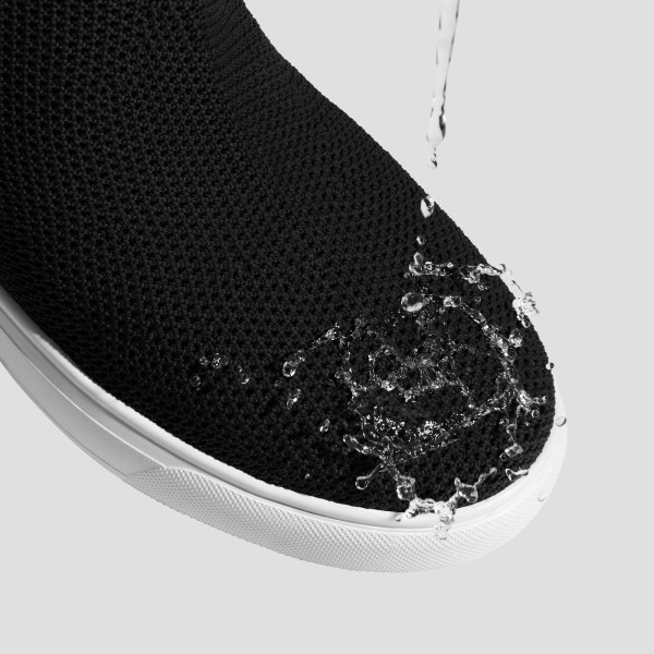 Round-Toe Hidden Wedge Sneakers (Casey) - Black