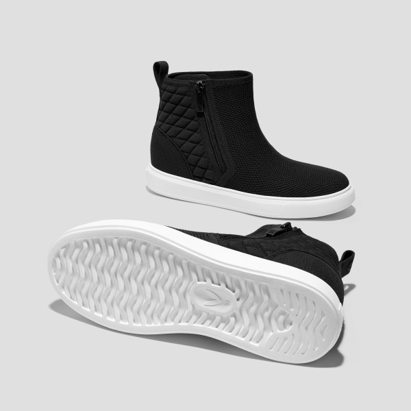 Round-Toe Hidden Wedge Sneakers (Casey) - Black
