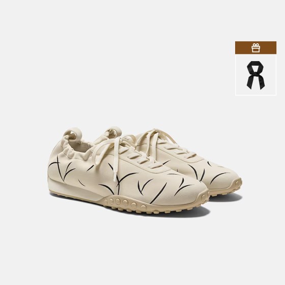 Limited Edition Velvet Casual Sneakers (Laban) - Cream Embroidery