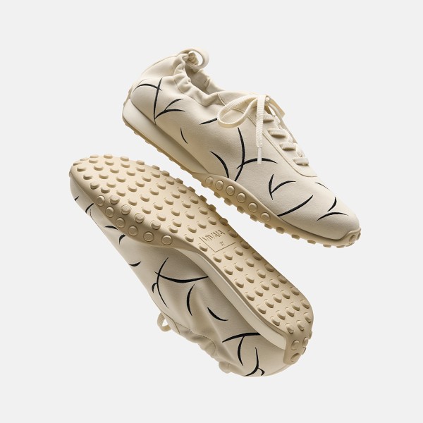 Limited Edition Velvet Casual Sneakers (Laban) - Cream Embroidery