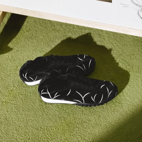 Limited Edition Velvet Casual Sneakers (Laban) - Black Embroidery