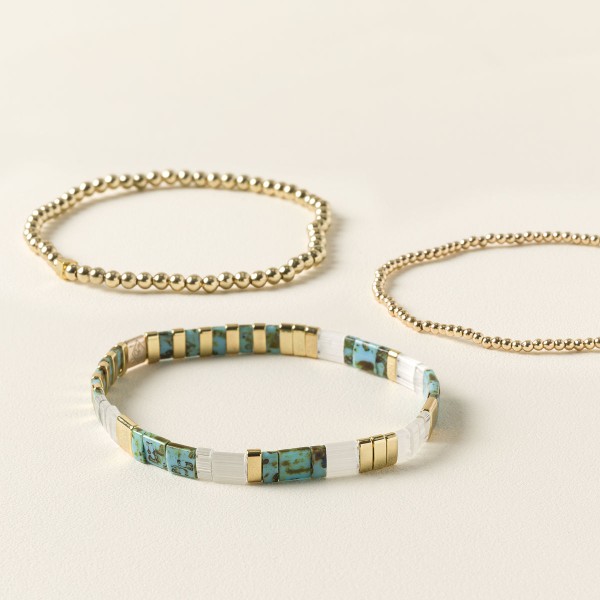 Strength Morse Code Bracelet Stack