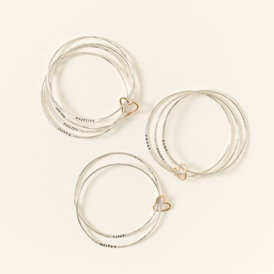 Personalized All Heart Bangle Set