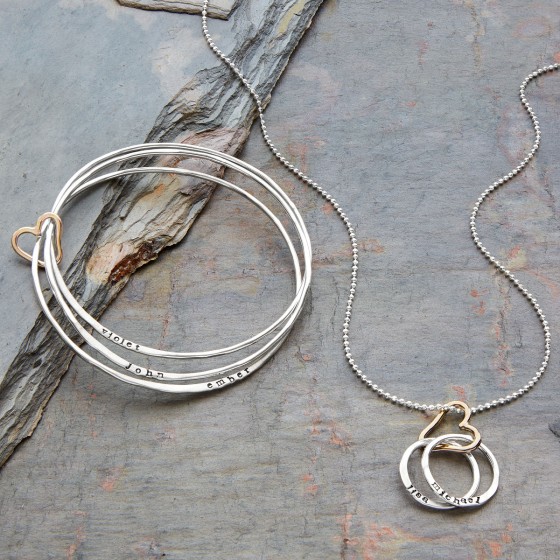 Personalized All Heart Bangle Set