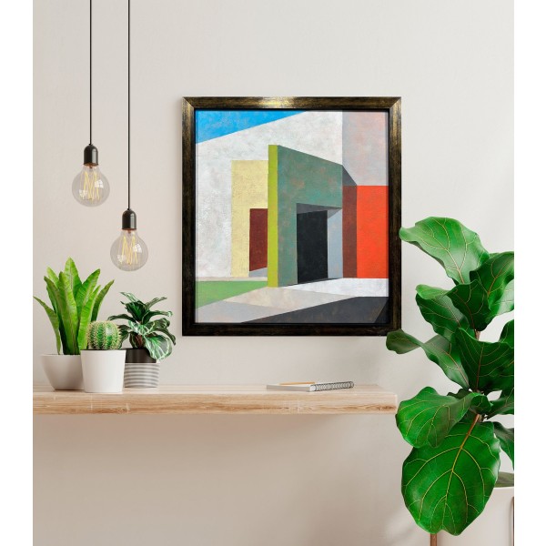 油彩×ワックス画「Courtyard, West Wall」