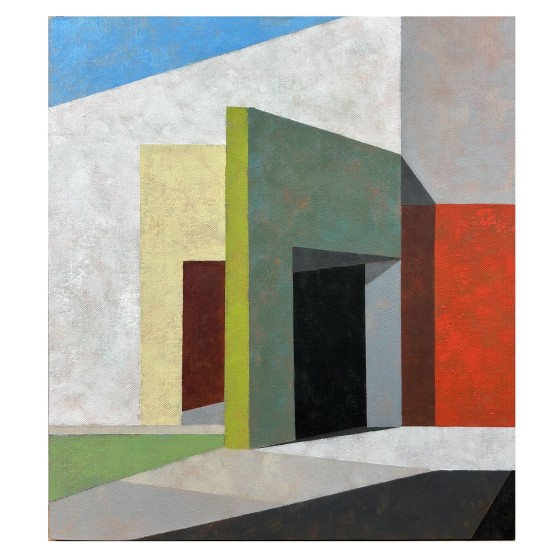 油彩×ワックス画「Courtyard, West Wall」
