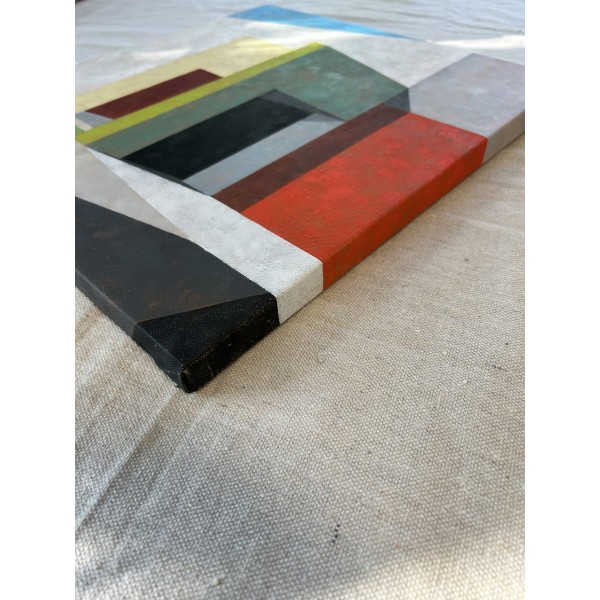 油彩×ワックス画「Courtyard, West Wall」