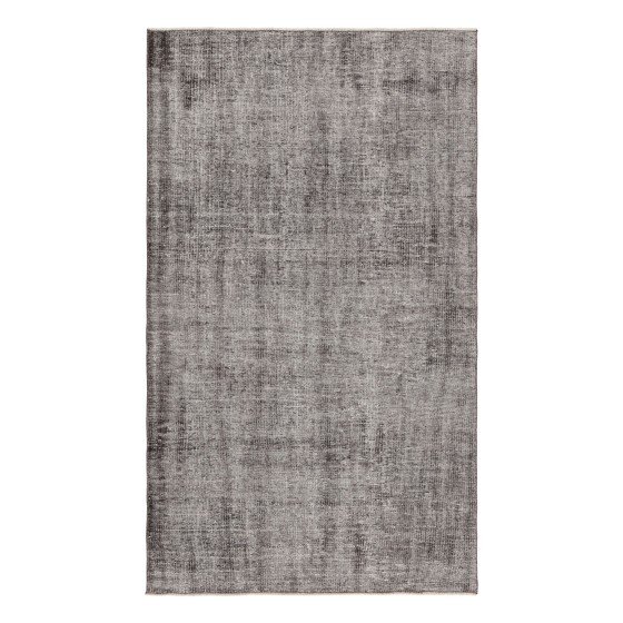Vintage Turkish Runner in Black & White Distressed Pattern