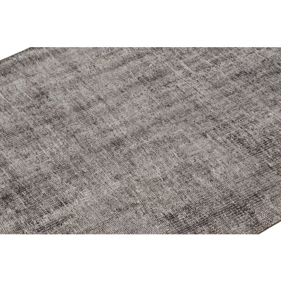 Vintage Turkish Runner in Black & White Distressed Pattern