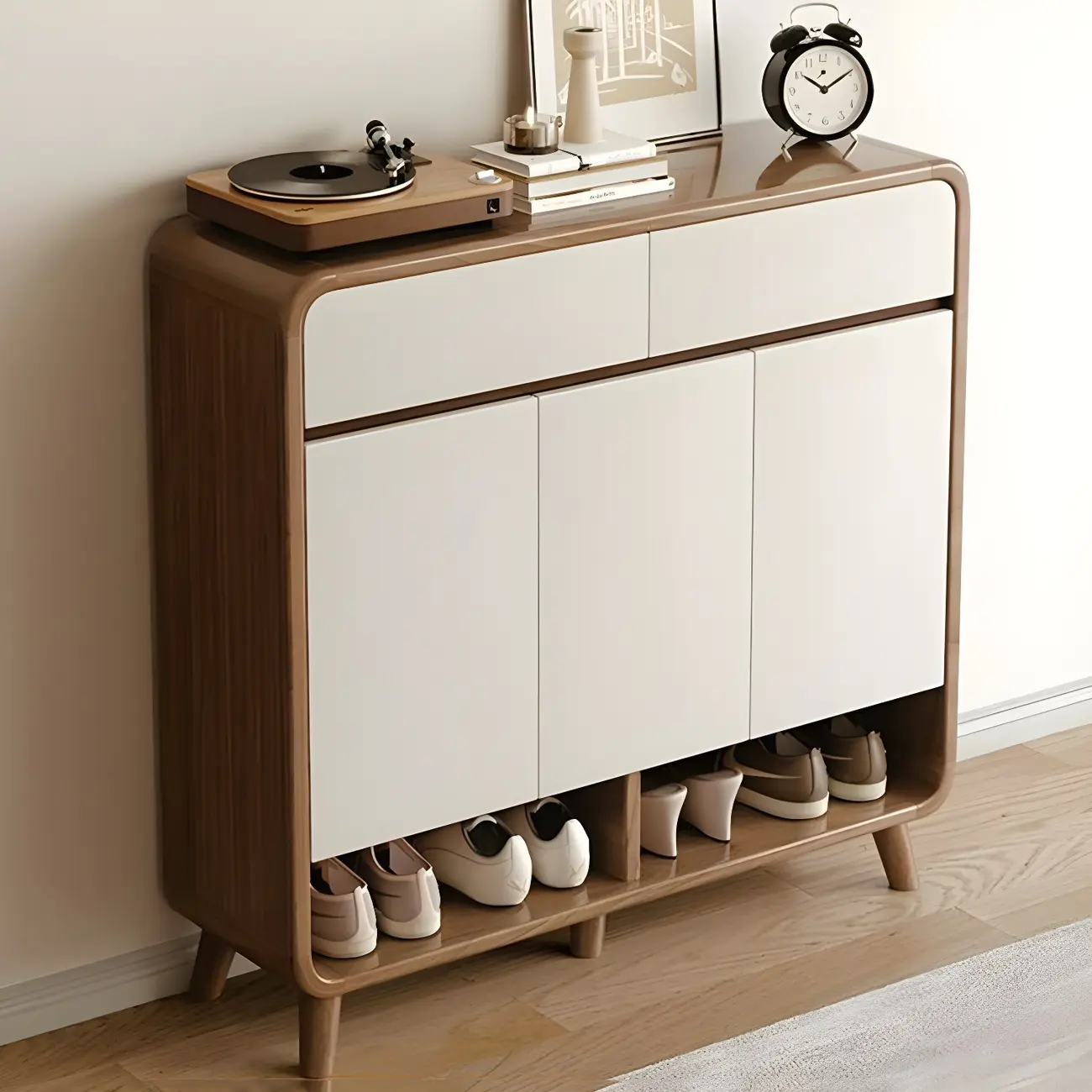Modern Wood Hallway Medium Shoe Storage Cabinet